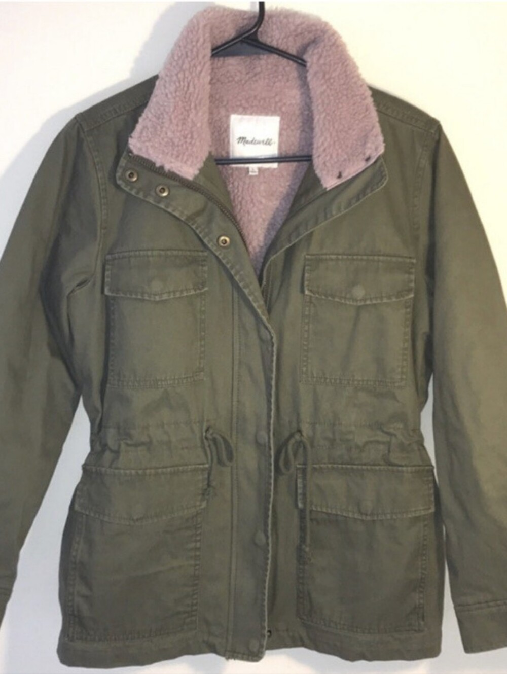 Madewell Lavender Sherpa Trimmed Olive Field Utility Jacket - Picture 9 of 9